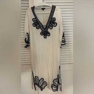 J. Crew White pool coverup with Black Detailing